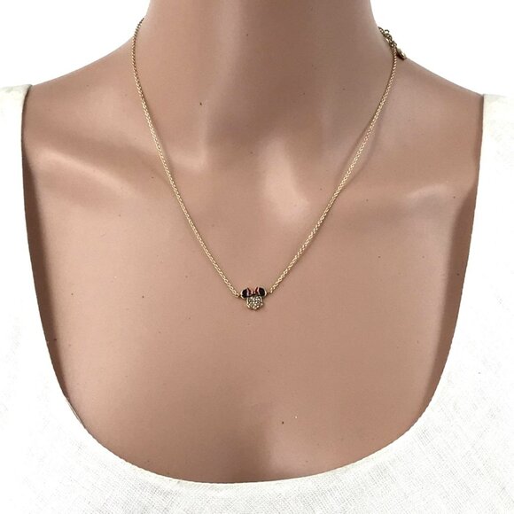 Baublebar Disney Minnie Mouse Necklace Gold Tone Crystal - Picture 2 of 4